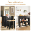 SoBuy FKW74-SCH Desserte Cuisine à Roulettes 94 cm avec 2 Tiroirs et 2 Étagères, Plan de Travail 60 kg – 4 Roulettes dont 2 Freinées, Noir