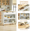 SoBuy FKW74-WN Desserte de Cuisine à Roulettes – Plan de Travail 100×60 cm, 2 Tiroirs, 2 Étagères, Charge 60 kg, Blanc