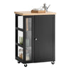 SoBuy FKW75-SCH Desserte de Cuisine à Roulettes – Plan de Travail, Placard et Étagères – Noir