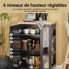 SoBuy FKW75-SCH Desserte de Cuisine à Roulettes – Plan de Travail, Placard et Étagères – Noir