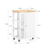 SoBuy FKW75-WN Desserte de Cuisine à Roulettes avec Placard et Étagère Latérale 3 Niveaux – Blanc/Naturel, 60 × 40 × 92 cm
