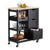 SoBuy FKW79-SCH Desserte de Cuisine sur Roulettes – 3 Tiroirs, 1 Tablette Amovible, 2 Étagères, Noir, 68×38×85 cm