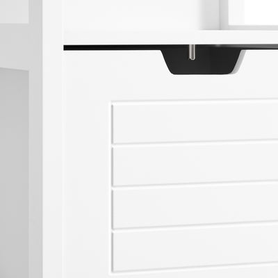 sobuyes.shopG126-W Colonne de Salle de Bain – 4 Étagères, 2 Tiroirs, Anti-Basculement, 30×30×144 cm, Blanc