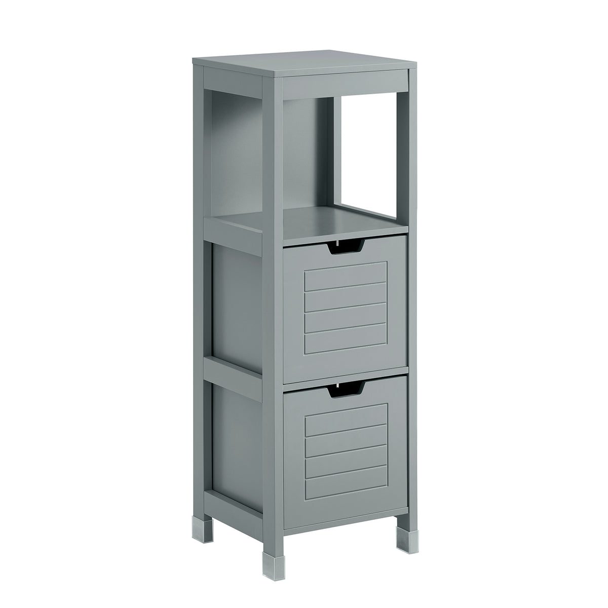sobuyes.shopG127-SG Meuble Salle de Bain Commode – Petit Meuble Rangement avec 2 Paniers – Colonne Compacte pour Toilette en Bois