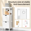 sobuyes.shopG127-W Colonne Salle de Bain avec 2 Paniers, Format Compact, Design Moderne, pour Salle de Bain et WC, Rangement Optimisé – L30×P30×H89 cm, Bois, Blanc
