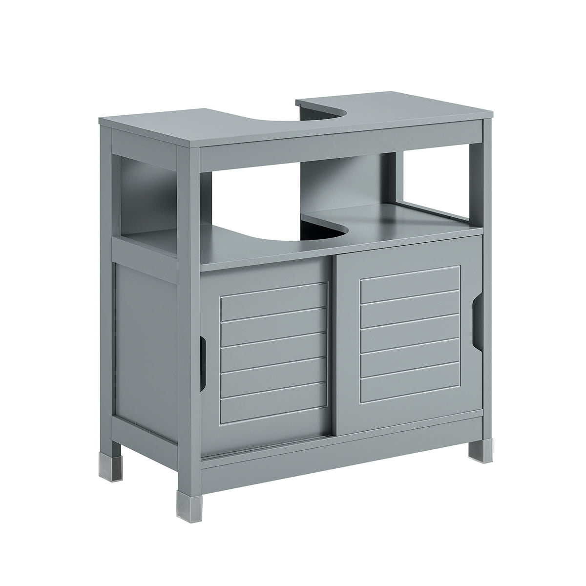 sobuyes.shopG128-II-SG Meuble sous Lavabo Salle de Bain avec Portes Coulissantes - Meuble Salle de Bain et Meuble sous Vasque Com