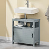 sobuyes.shopG128-SG Meuble sous Lavabo avec Portes Coulissantes, Format Compact, Résistant à l’Humidité, pour Salle de Bain et WC – L60×P30×H60 cm, Bois, Gris