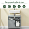 sobuyes.shopG128-SG Meuble sous Lavabo avec Portes Coulissantes, Format Compact, Résistant à l’Humidité, pour Salle de Bain et WC – L60×P30×H60 cm, Bois, Gris