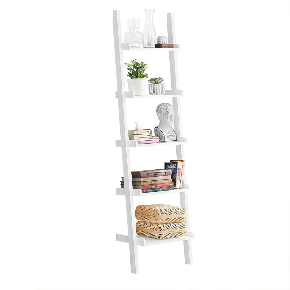 sobuyes.shopG17-W Étagère murale style échelle 5 niveaux Bibliothèque Étagère échelle