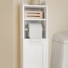 sobuyes.shopG177-II-W Meuble Salle de Bain 20 cm de Largeur sur Pied avec Support Papier et Porte - Petit Meuble WC Rangement Gain de Place Blanc