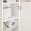 sobuyes.shopG177-II-W Meuble Salle de Bain 20 cm de Largeur sur Pied avec Support Papier et Porte - Petit Meuble WC Rangement Gain de Place Blanc