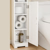 sobuyes.shopG177-II-W Meuble Salle de Bain 20 cm de Largeur sur Pied avec Support Papier et Porte - Petit Meuble WC Rangement Gain de Place Blanc