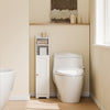 sobuyes.shopG177-II-W Meuble Salle de Bain 20 cm de Largeur sur Pied avec Support Papier et Porte - Petit Meuble WC Rangement Gain de Place Blanc