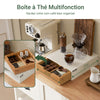 sobuyes.shopG179-WN Boîte à Thé avec Tiroir, Format Compact, Rangement Optimisé, Design Fonctionnel, Usage Quotidien – L31×P30×H10 cm, Bois, Blanc et Naturel