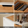 sobuyes.shopG179-WN Boîte à Thé avec Tiroir, Format Compact, Rangement Optimisé, Design Fonctionnel, Usage Quotidien – L31×P30×H10 cm, Bois, Blanc et Naturel
