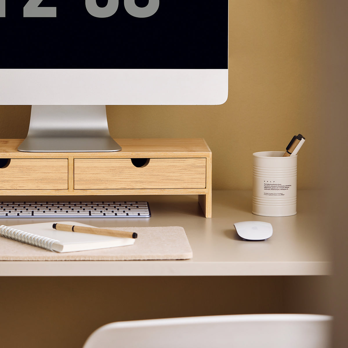 sobuyes.shopG198-N Support d'écran d'ordinateur de Support de Moniteur de bambou avec 2 Tiroirs