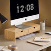 sobuyes.shopG198-N Support d'écran d'ordinateur de Support de Moniteur de bambou avec 2 Tiroirs