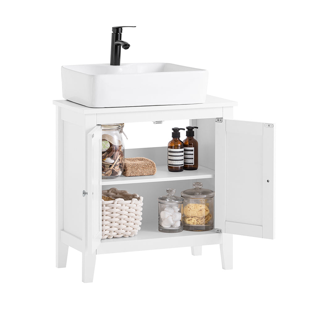 sobuyes.shopG202-W Meuble sous lavabo Salle de Bain Meuble de Salle de Bain avec 2 Portes, Grand Espace de Rangement & découpe Si