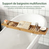 Prévente sobuyes.shopG212-N Plateau de Baignoire Extra Long et Verni avec Support Verre à Vin et Bougie, Design Fonctionnel, Usage Quotidien, Pratique – Bambou, Naturel