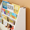 sobuyes.shopG225-W Bibliothèque Enfant Rangement Jouet Enfant avec 4 Poches Tissu Étagère Chambre pour Jouet et Livre Bibliothèque Meuble de Rangement Blanc 62x30x71cm