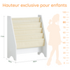 sobuyes.shopG225-W Bibliothèque Enfant Rangement Jouet Enfant avec 4 Poches Tissu Étagère Chambre pour Jouet et Livre Bibliothèque Meuble de Rangement Blanc 62x30x71cm