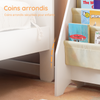 sobuyes.shopG225-W Bibliothèque Enfant Rangement Jouet Enfant avec 4 Poches Tissu Étagère Chambre pour Jouet et Livre Bibliothèque Meuble de Rangement Blanc 62x30x71cm