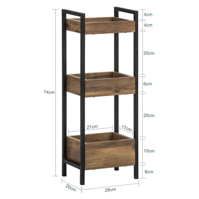 sobuyes.shopG226-F Meuble Salle de Bain Rangement avec 3 paniers - Rangement Serviteur de Douche Étagère de Stockage Salle de Bain Petit Meuble WC Rangement 28x20x74 cm