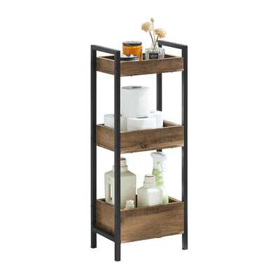 sobuyes.shopG226-F Meuble Salle de Bain Rangement avec 3 paniers - Rangement Serviteur de Douche Étagère de Stockage Salle de Bai
