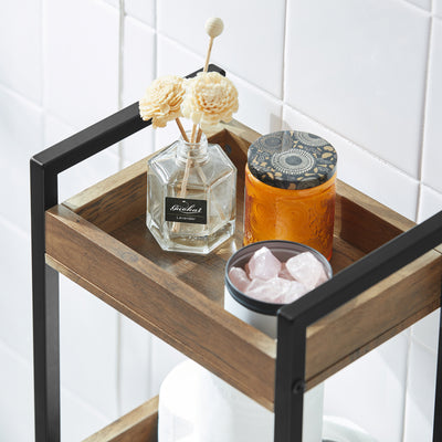 sobuyes.shopG226-F Meuble Salle de Bain Rangement avec 3 paniers - Rangement Serviteur de Douche Étagère de Stockage Salle de Bain Petit Meuble WC Rangement 28x20x74 cm