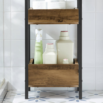 sobuyes.shopG226-F Meuble Salle de Bain Rangement avec 3 paniers - Rangement Serviteur de Douche Étagère de Stockage Salle de Bain Petit Meuble WC Rangement 28x20x74 cm