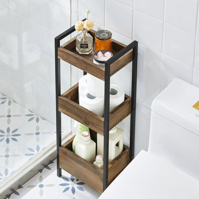 sobuyes.shopG226-F Meuble Salle de Bain Rangement avec 3 paniers - Rangement Serviteur de Douche Étagère de Stockage Salle de Bain Petit Meuble WC Rangement 28x20x74 cm