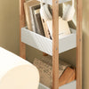 sobuyes.shopG226-WN Tour de rangement salle de bain 20 cm avec 3 paniers – Blanc et bois