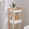 sobuyes.shopG226-WN Tour de rangement salle de bain 20 cm avec 3 paniers – Blanc et bois