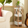 sobuyes.shopG226-WN Tour de rangement salle de bain 20 cm avec 3 paniers – Blanc et bois