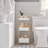 sobuyes.shopG226-WN Tour de rangement salle de bain 20 cm avec 3 paniers – Blanc et bois