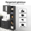 sobuyes.shopG236-DG Colonne Salle de Bain avec 2 Portes, 1 Tiroir et Niche Ouverte, pour Salle de Bain et WC, Rangement Optimisé – L32×P30×H170 cm, Gris Foncé