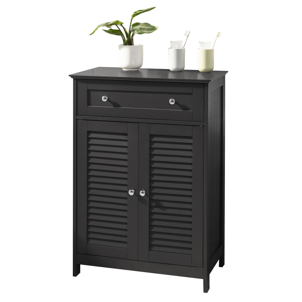 sobuyes.shopG238-DG Meuble Bas de Salle de Bain – Commode pour Salle de Bain, Armoire de Rangement avec étagère réglable, 1 Tiroi