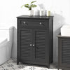 sobuyes.shopG238-DG Meuble Bas Salle de Bain avec Étagère Réglable, 1 Tiroir et 2 Portes, pour Salle de Bain et WC, Rangement Optimisé – L60×P35×H87 cm, Gris Foncé