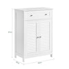 sobuyes.shopG238-W Meuble de Salle de Bain avec 2 Portes Persiennes – 1 Tiroir, Étagère Réglable, 60×35×87 cm, Blanc