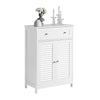 sobuyes.shopG238-W Meuble de Salle de Bain avec 2 Portes Persiennes – 1 Tiroir, Étagère Réglable, 60×35×87 cm, Blanc