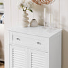 sobuyes.shopG238-W Meuble de Salle de Bain avec 2 Portes Persiennes – 1 Tiroir, Étagère Réglable, 60×35×87 cm, Blanc