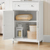 sobuyes.shopG238-W Meuble de Salle de Bain avec 2 Portes Persiennes – 1 Tiroir, Étagère Réglable, 60×35×87 cm, Blanc