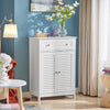 sobuyes.shopG238-W Meuble de Salle de Bain avec 2 Portes Persiennes – 1 Tiroir, Étagère Réglable, 60×35×87 cm, Blanc