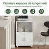 sobuyes.shopG241-W Meuble de Rangement à Roulettes avec Portes et Étagère Réglable – Blanc