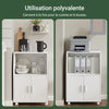 sobuyes.shopG241-W Meuble de Rangement à Roulettes avec Portes et Étagère Réglable – Blanc