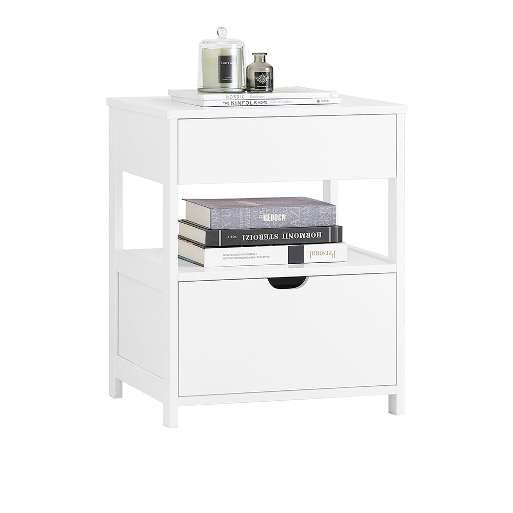 sobuyes.shopG258-II-W Table de Chevet avec 2 tiroirs et étagère, Table de Nuit pour Chambre à Coucher - Meuble de Rangement Moder