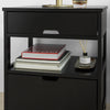sobuyes.shopG258-SCH Table de Chevet avec 2 tiroirs et étagère, Table de Nuit pour Chambre à Coucher - Meuble de Rangement Moderne L45 x P38 x H55 cm Noir