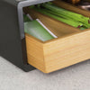 sobuyes.shopG280-SCH Boîte à Thé avec Tiroir, Format Compact, Rangement Optimisé, Design Fonctionnel, Usage Quotidien, Pratique – L31×P30×H10 cm, Bambou, Noir