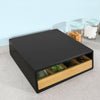 sobuyes.shopG280-SCH Boîte à Thé avec Tiroir, Format Compact, Rangement Optimisé, Design Fonctionnel, Usage Quotidien, Pratique – L31×P30×H10 cm, Bambou, Noir