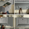 sobuyes.shopG282-HG Porte-Manteau Mural avec 5 Crochets et 3 Paniers, pour Entrée et Couloir, Design Fonctionnel, Usage Quotidien – L100×P20×H30 cm, Bois, Gris